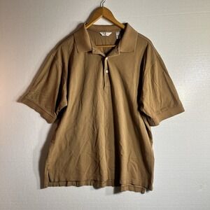 Turnbury Polo Shirt Mens Large Double Mercerized Cotton Casual Gold/Tan